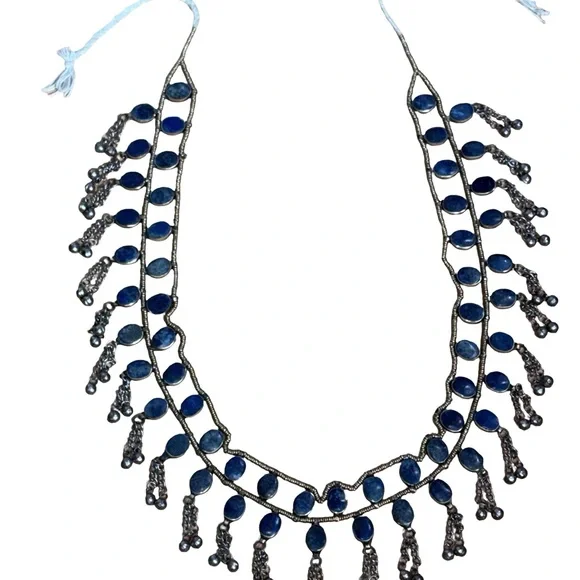 2 Rows Blue Lapis and Silver Dangle Jingle Exotic Women  display picture 1